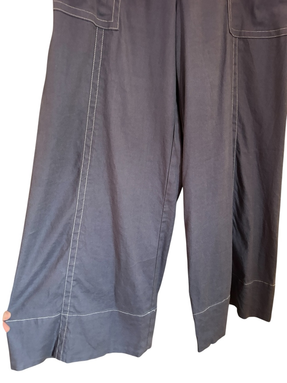 Maeve La Ponche Contrast Stitch Pull-On Pants Drawstring Waist Blue-Gray Small - Picture 7 of 14
